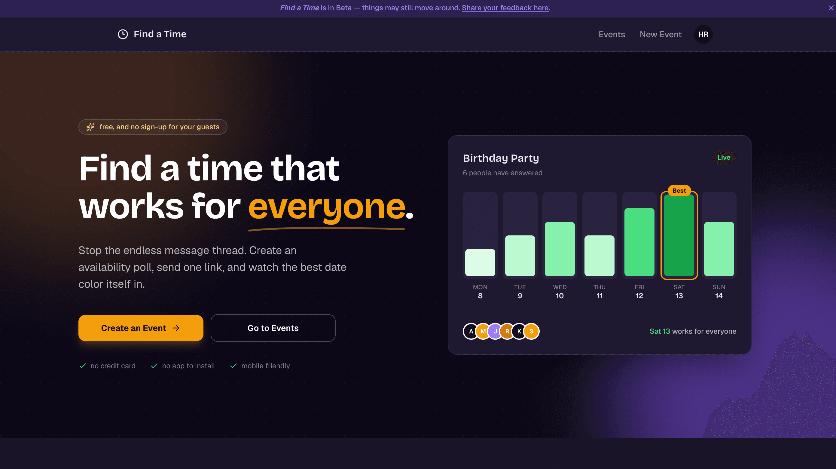 Find a Time website