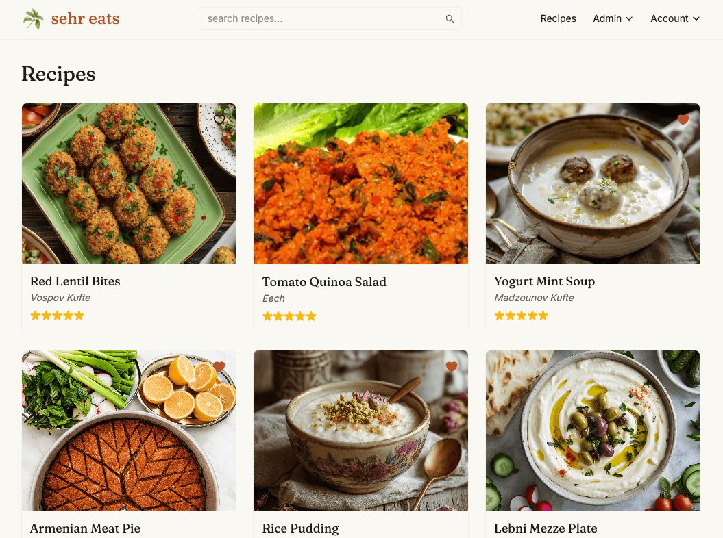 Sehr Eats website